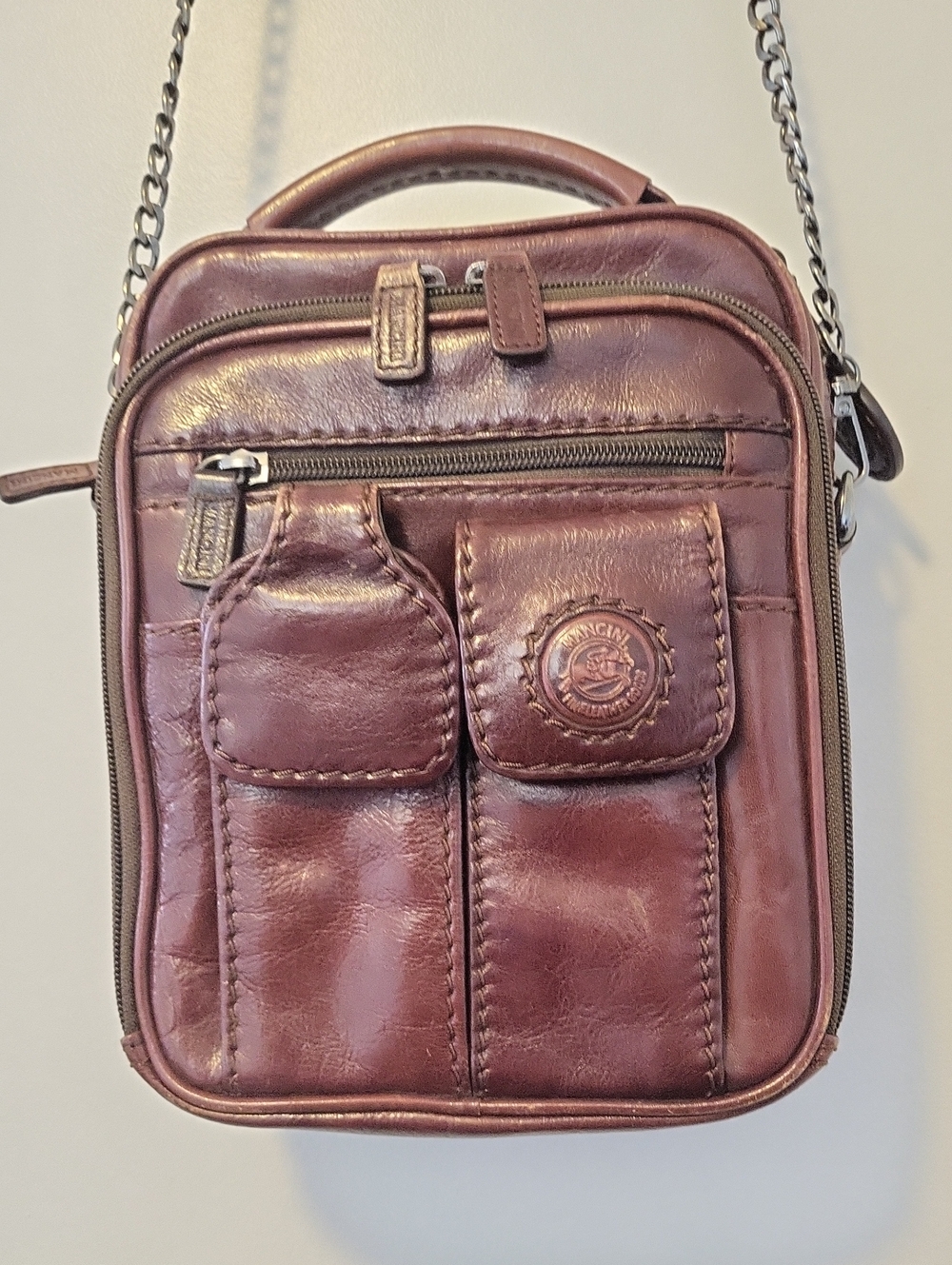 Vintage Mancini Leather Unisex Travel Purse Crossbody Bag Classic  Organizer